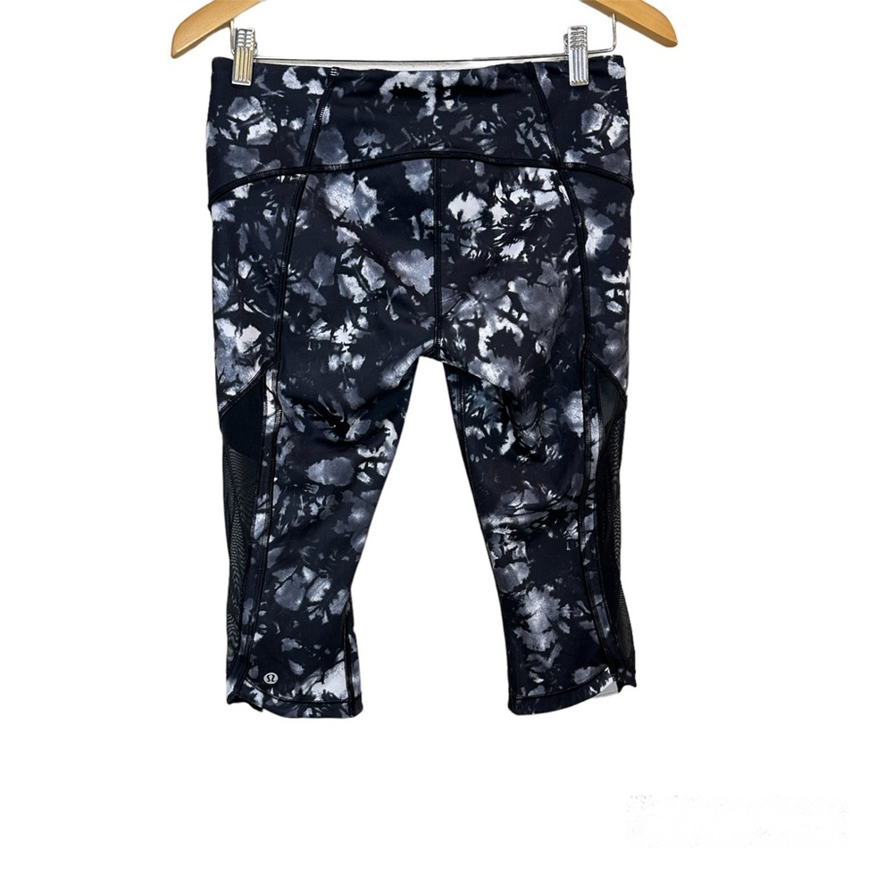Lululemon Dusk Dye Sun Runner Crop‎ Leggings Black White Women’s Sz 8